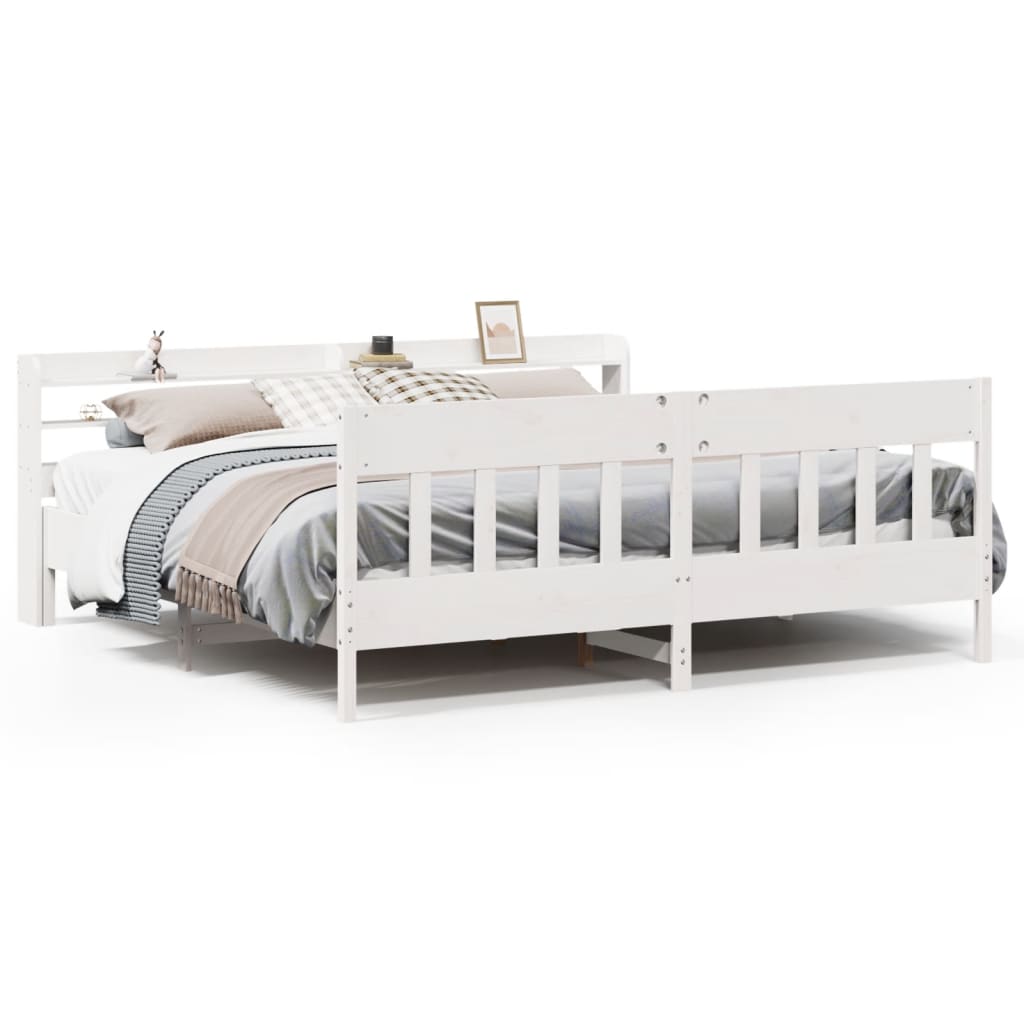 Cadre de lit sans matelas blanc 180x200 cm bois massif de pin - XIOS
