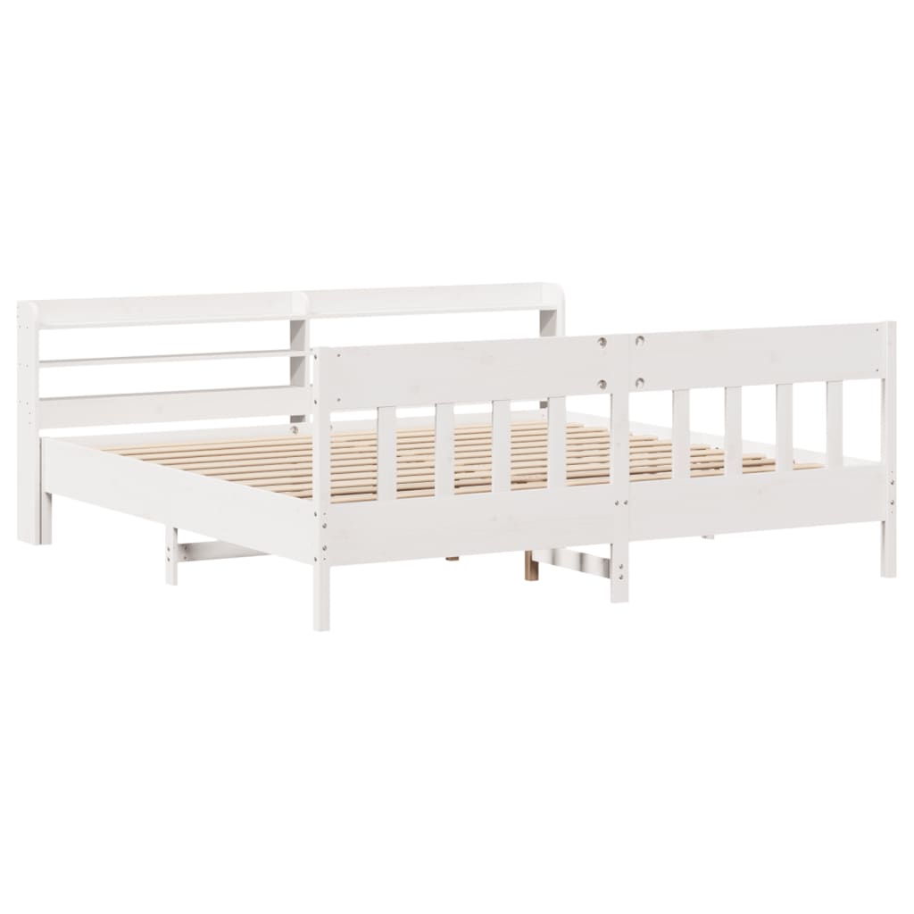 Cadre de lit sans matelas blanc 180x200 cm bois massif de pin - XIOS