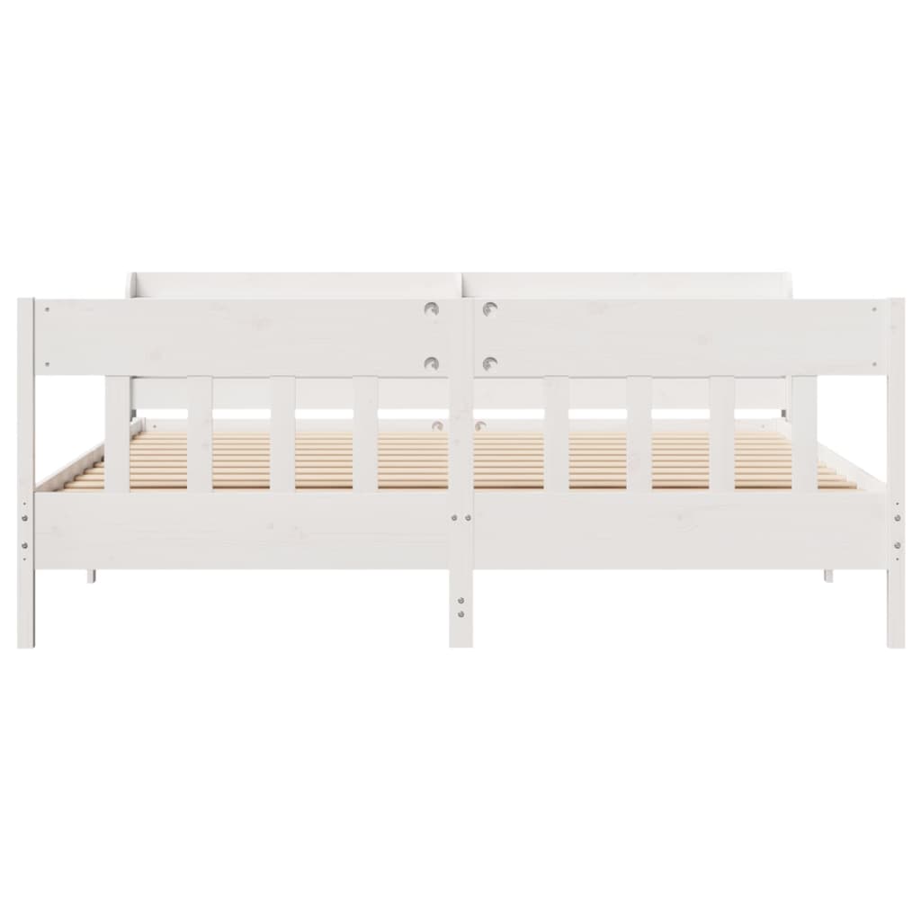 Cadre de lit sans matelas blanc 180x200 cm bois massif de pin - XIOS