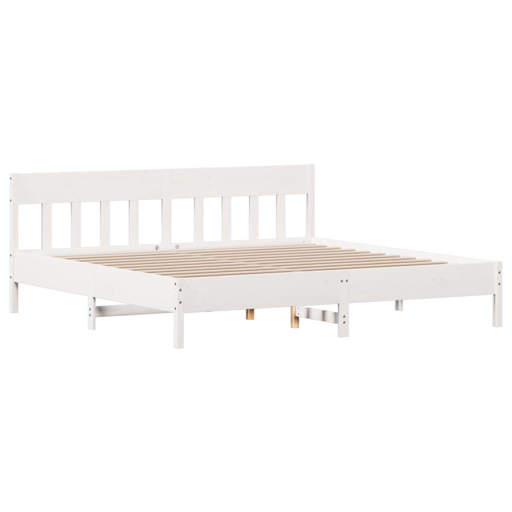 Cadre de lit sans matelas blanc 180x200 cm bois massif de pin - XIOS
