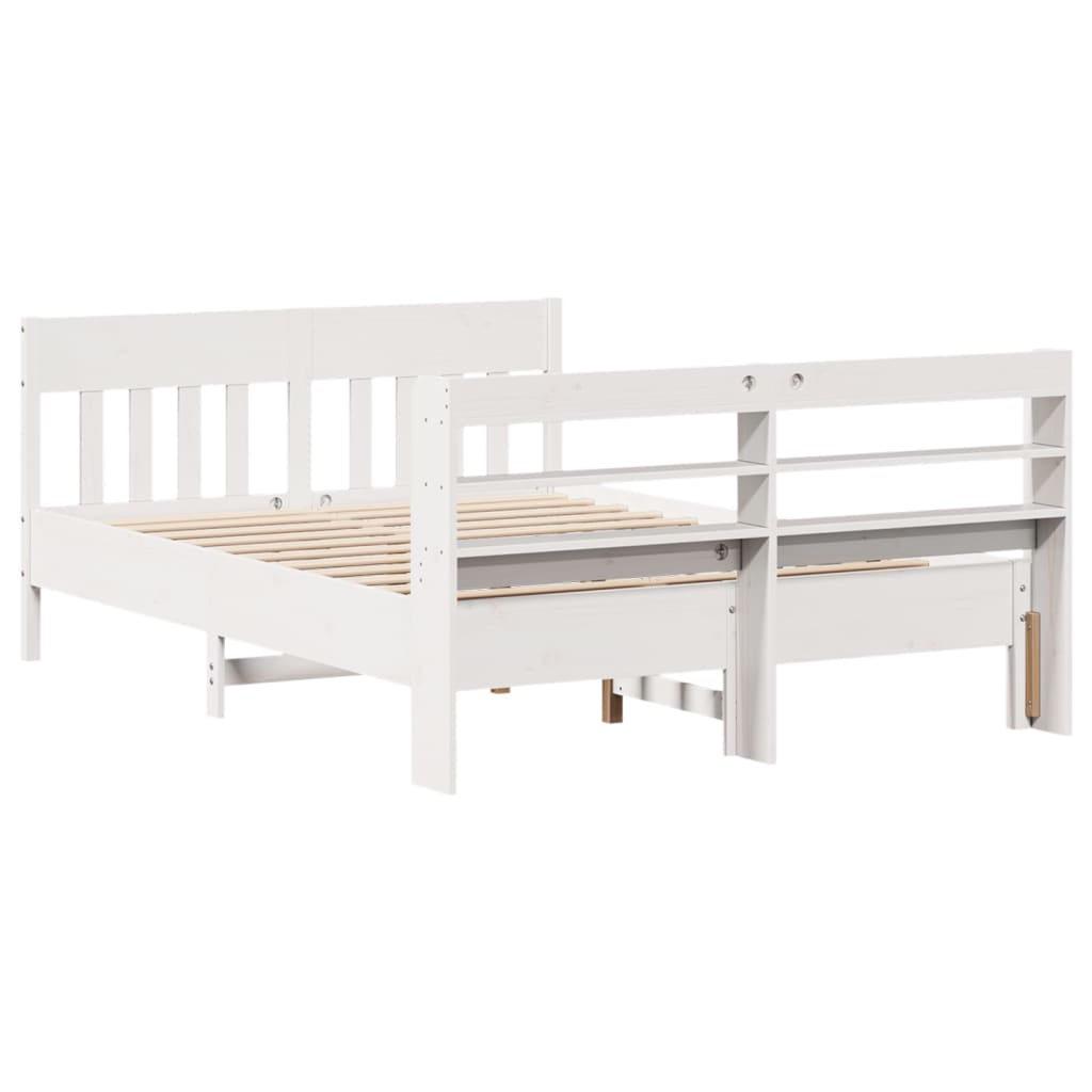 Cadre de lit sans matelas blanc 160x200 cm bois de pin massif - XIOS