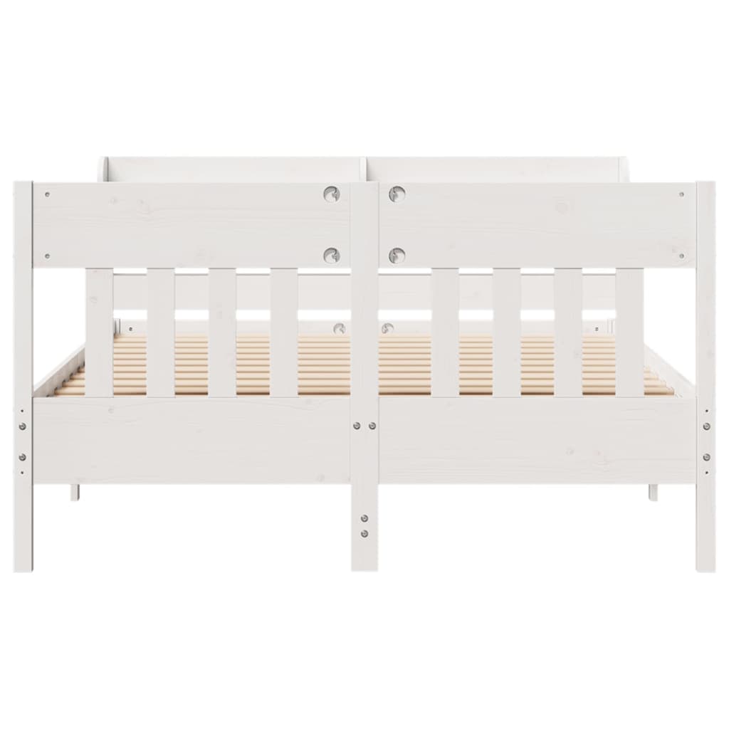 Cadre de lit sans matelas blanc 140x200 cm bois de pin massif - XIOS