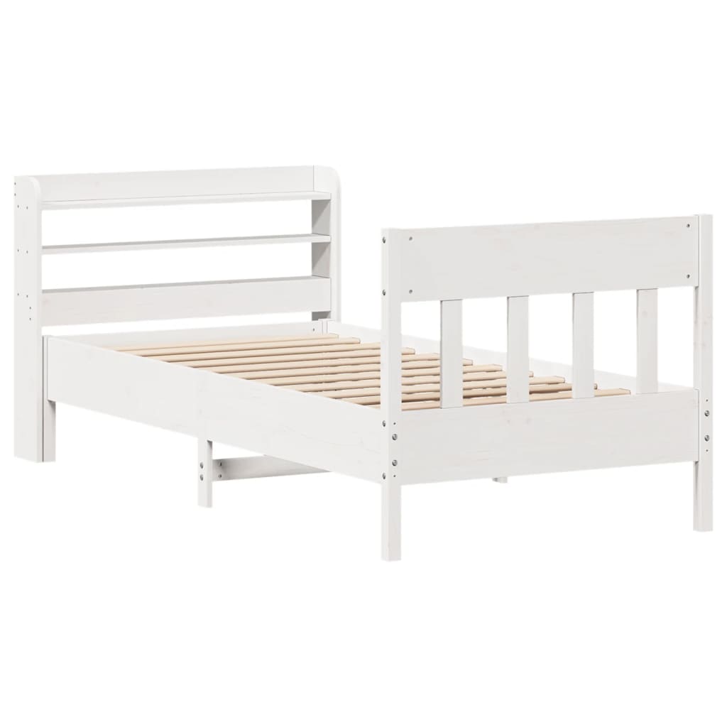 Cadre de lit sans matelas blanc 100x200 cm bois de pin massif - XIOS