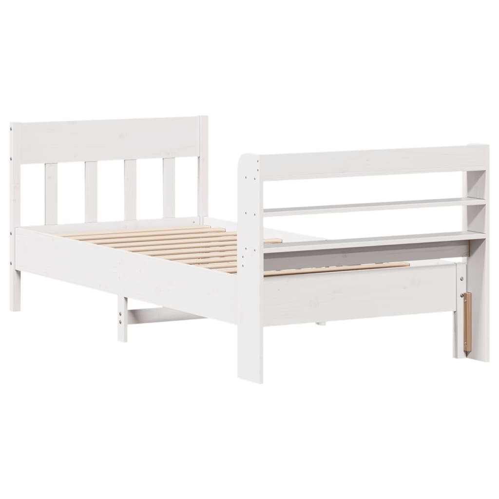 Cadre de lit sans matelas blanc 100x200 cm bois de pin massif - XIOS