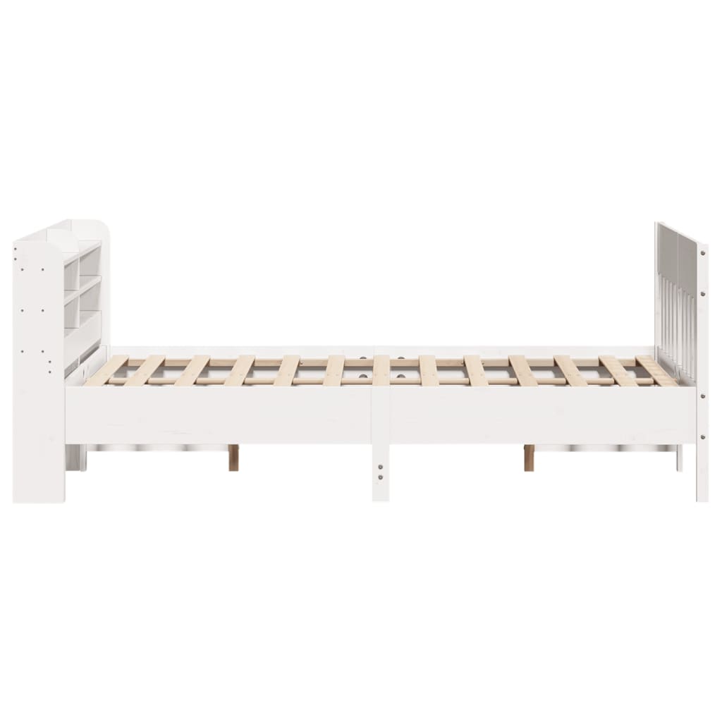 Cadre de lit sans matelas blanc 140x190 cm bois de pin massif - XIOS