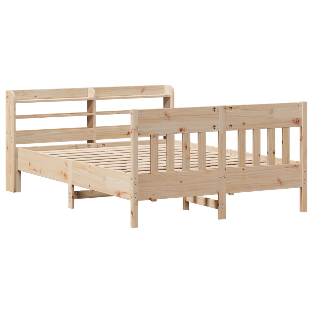 Cadre de lit sans matelas 135x190 cm bois de pin massif - XIOS