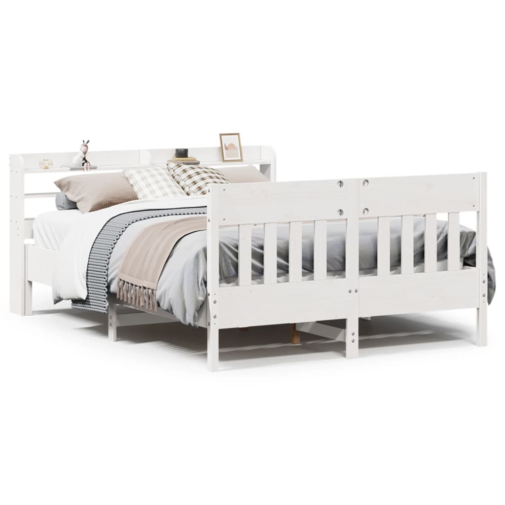 Cadre de lit sans matelas blanc 120x190 cm bois de pin massif - XIOS