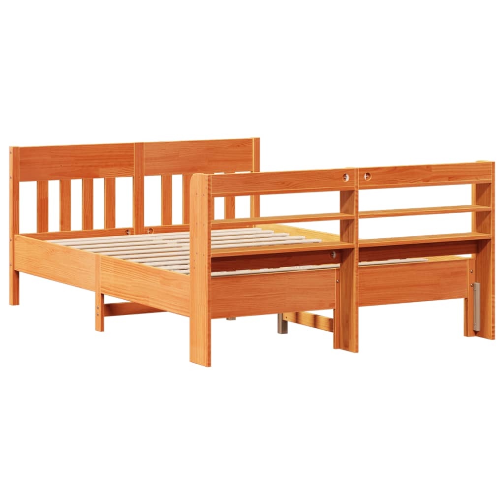Cadre de lit sans matelas cire marron 120x190cm bois pin massif - XIOS