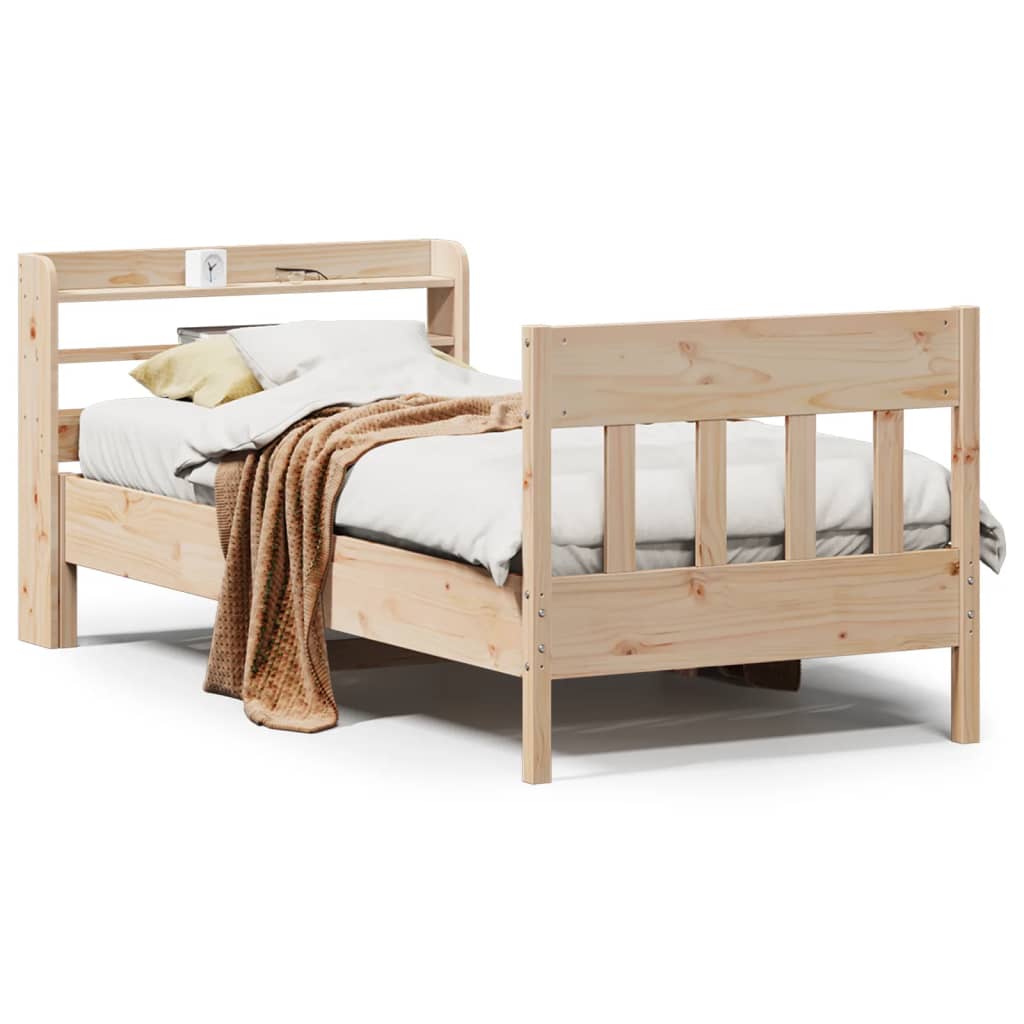 Cadre de lit sans matelas 75x190 cm bois de pin massif - XIOS