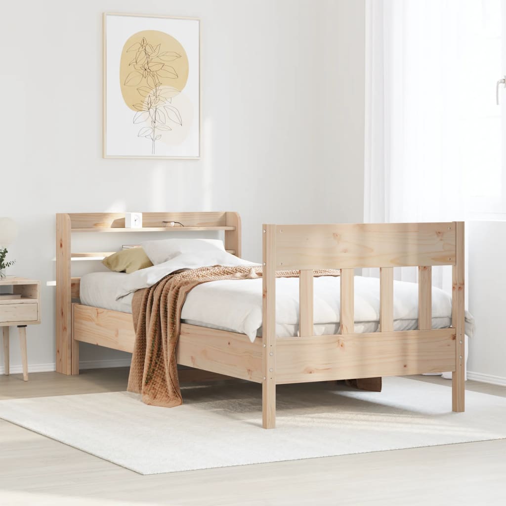 Cadre de lit sans matelas 75x190 cm bois de pin massif - XIOS