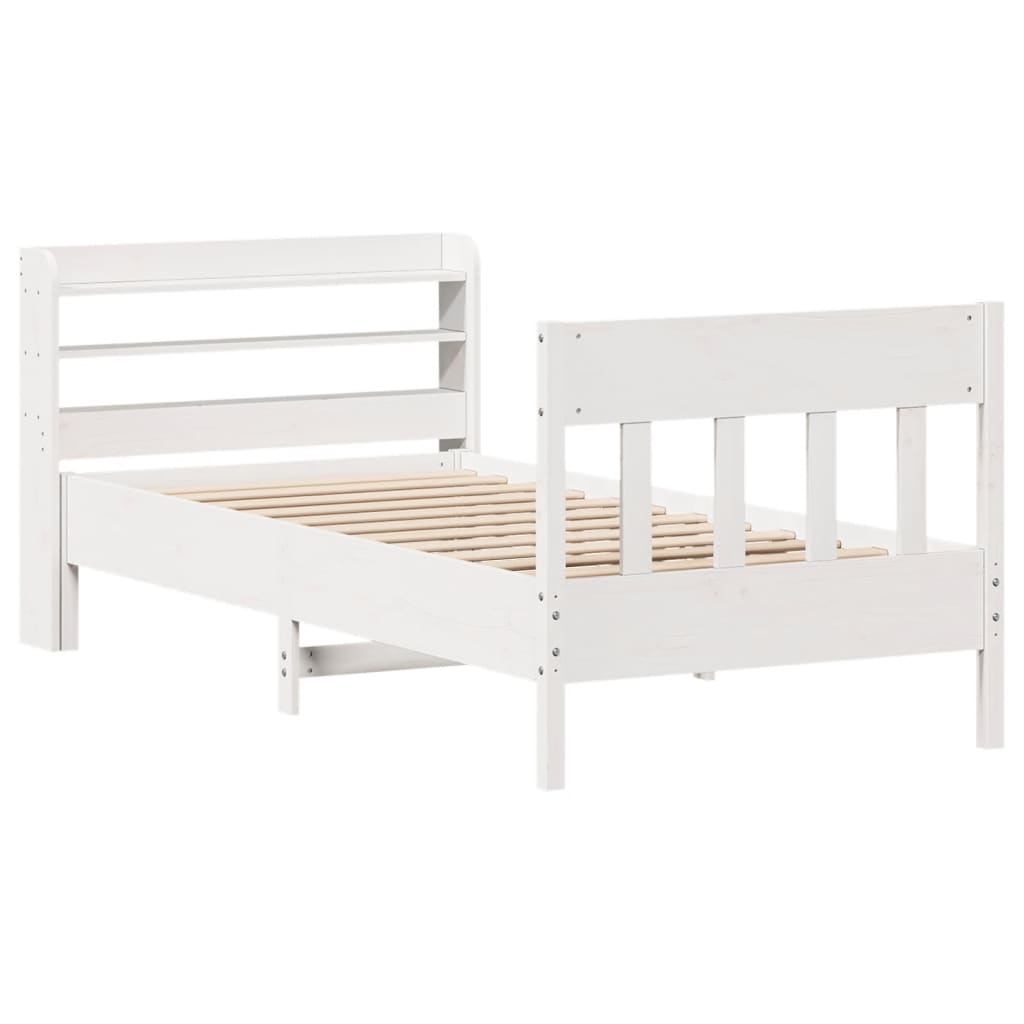 Cadre de lit sans matelas blanc 75x190 cm bois de pin massif - XIOS