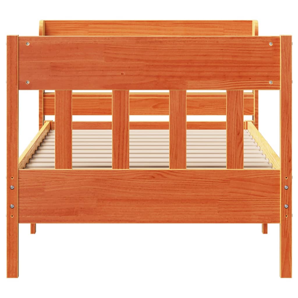 Cadre de lit sans matelas cire marron 75x190 cm bois pin massif - XIOS