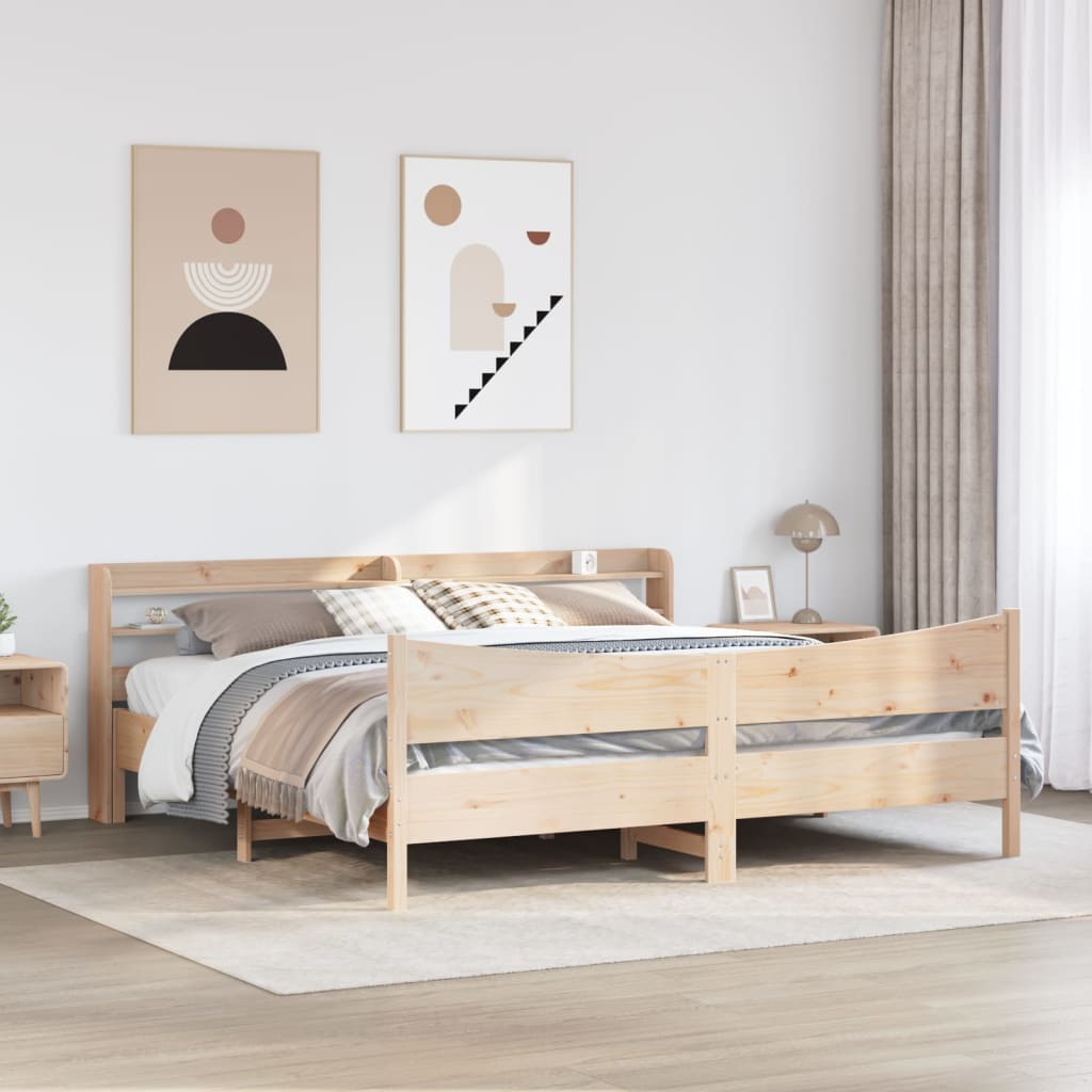 Cadre de lit avec tête de lit 200x200 cm Bois de pin massif - XIOS