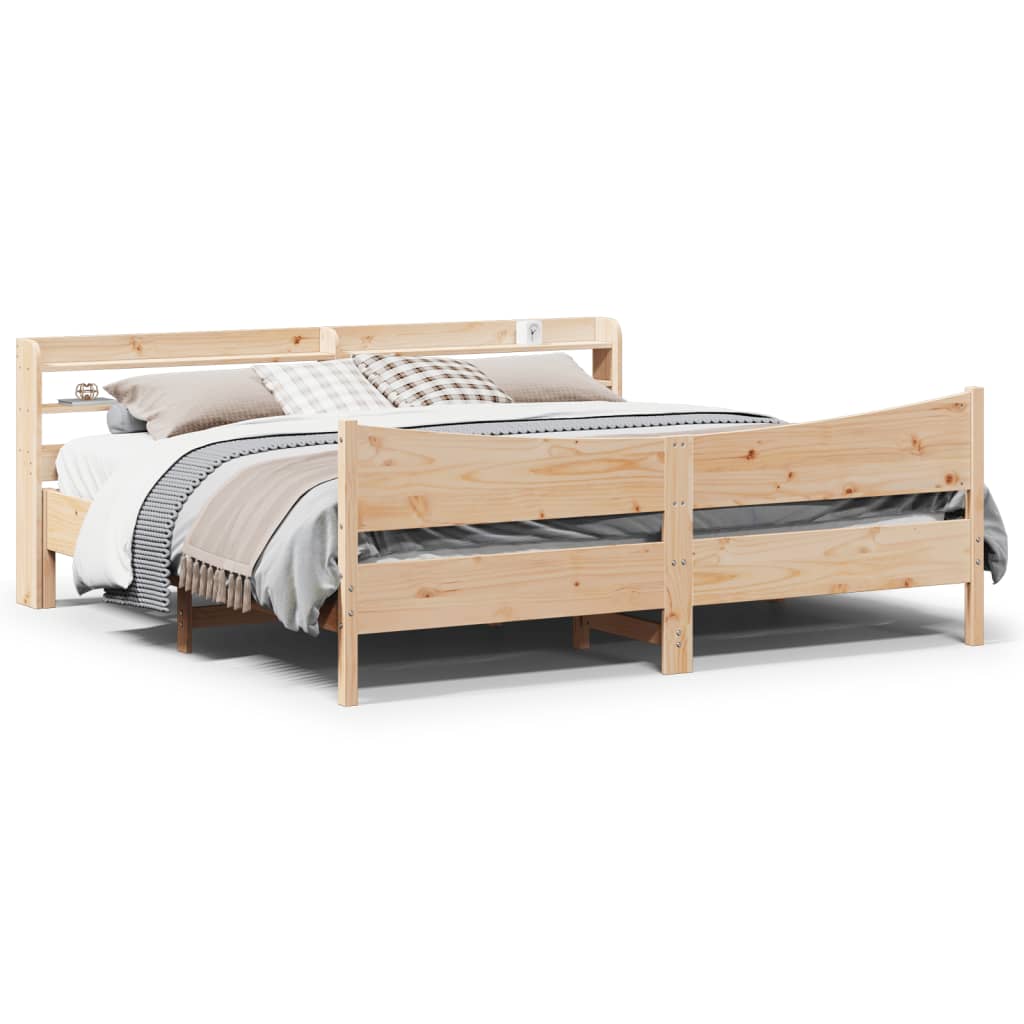 Cadre de lit avec tête de lit 200x200 cm Bois de pin massif - XIOS