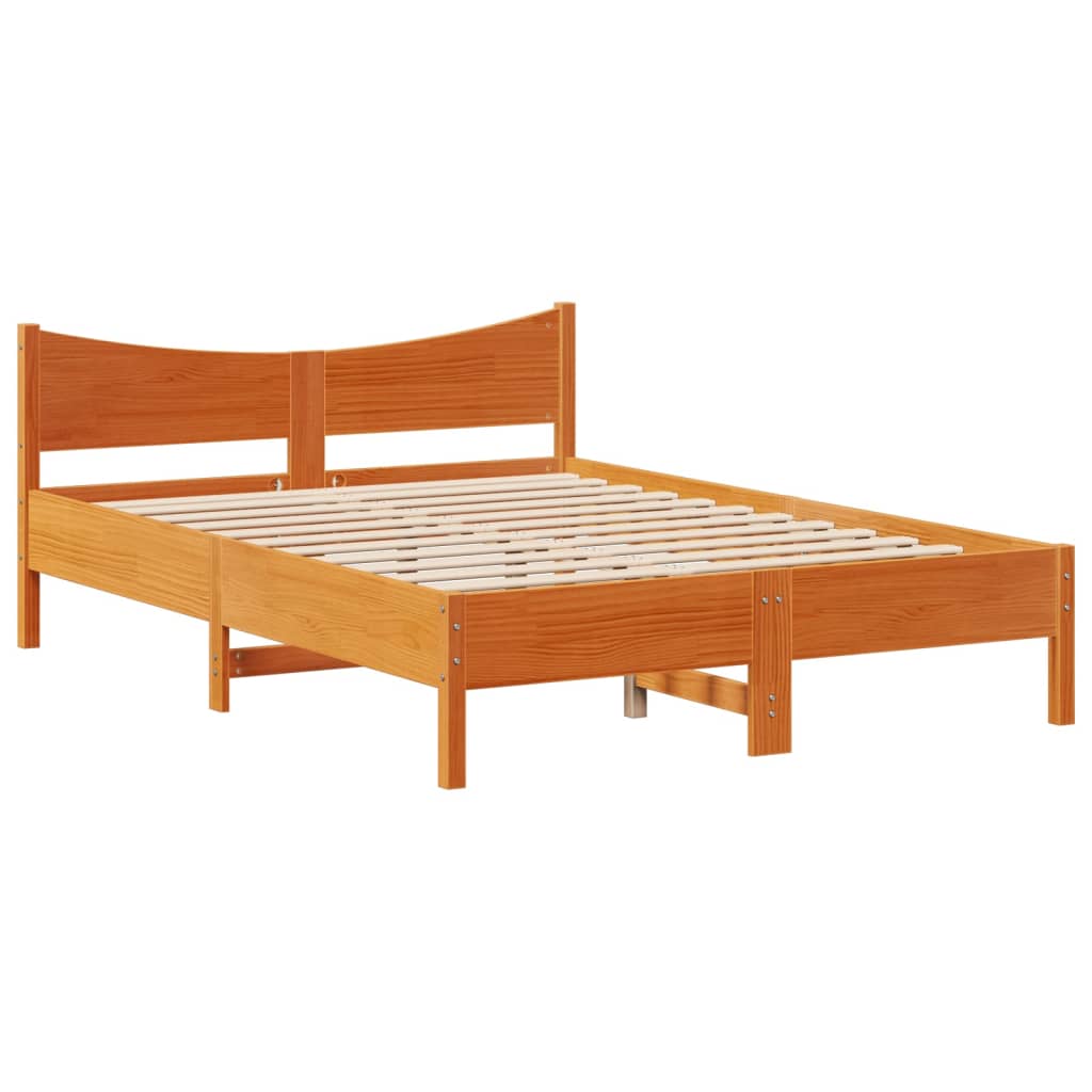 Cadre de lit et tête de lit cire marron 200x200 cm bois de pin - XIOS