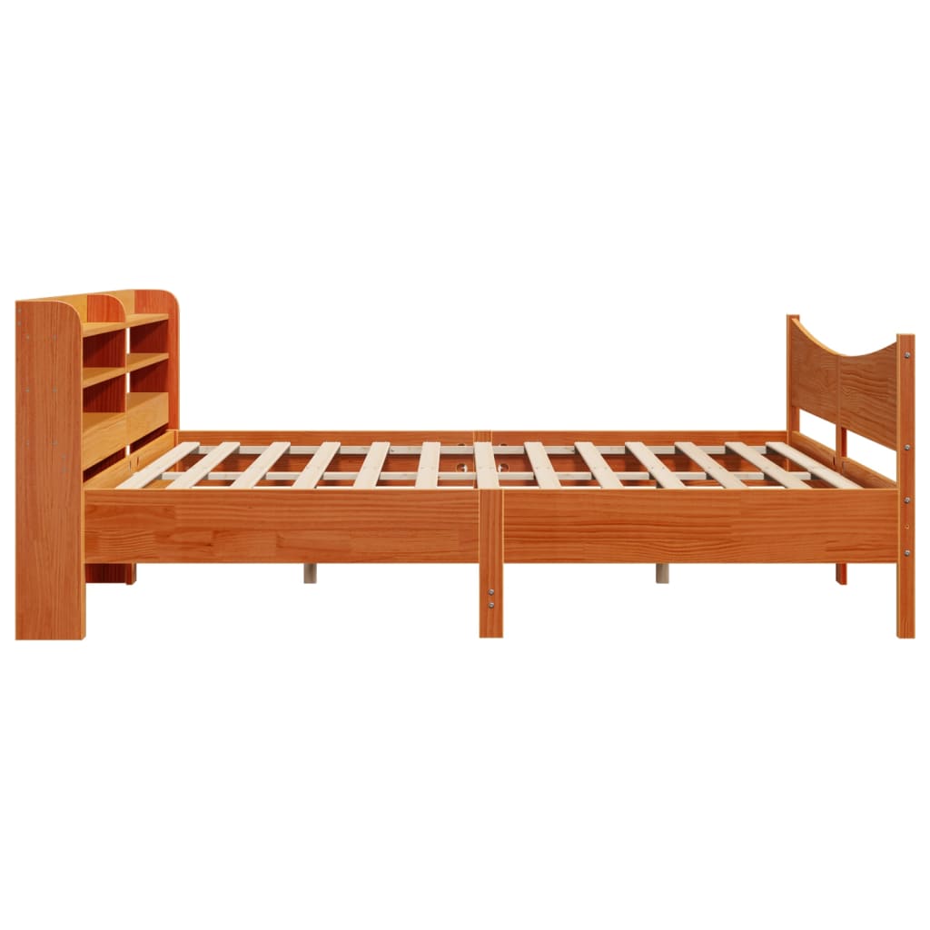 Cadre de lit et tête de lit cire marron 200x200 cm bois de pin - XIOS