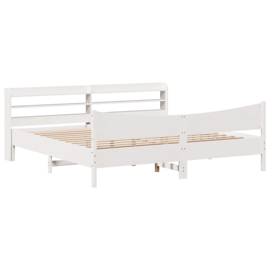 Cadre de lit et tête de lit blanc 180x200 cm bois de pin massif - XIOS