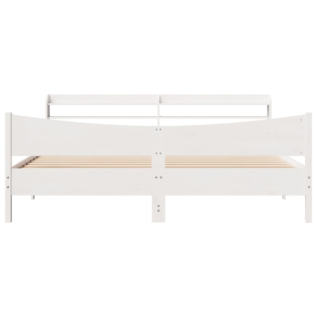 Cadre de lit et tête de lit blanc 180x200 cm bois de pin massif - XIOS