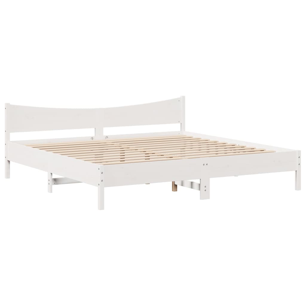 Cadre de lit et tête de lit blanc 180x200 cm bois de pin massif - XIOS