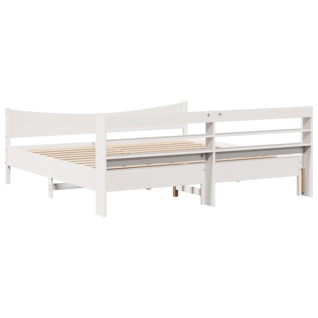 Cadre de lit et tête de lit blanc 180x200 cm bois de pin massif - XIOS