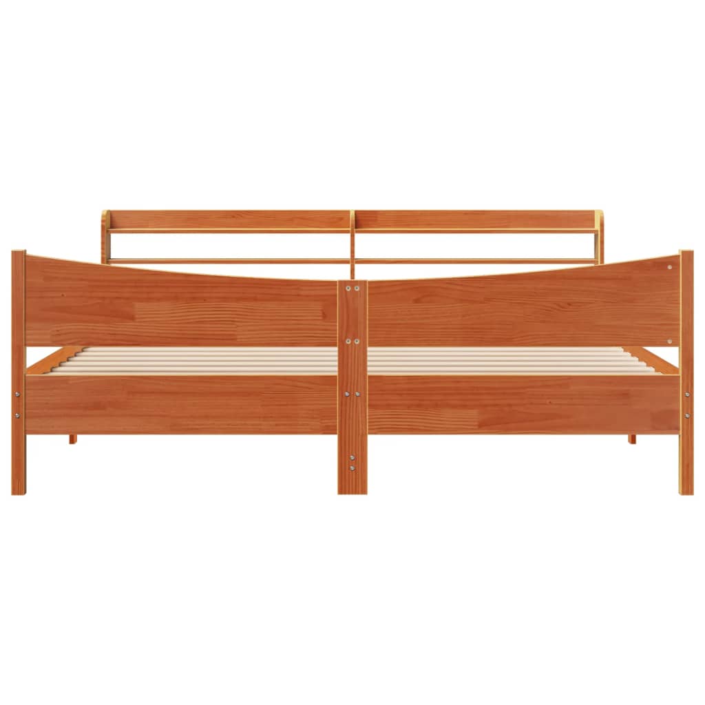 Cadre de lit et tête de lit cire marron 180x200 cm bois de pin - XIOS