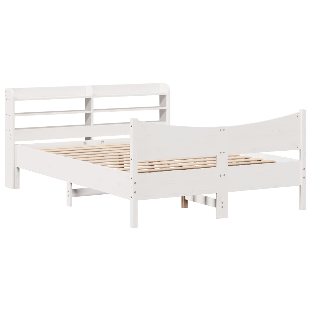 Cadre de lit avec tête de lit blanc 160x200 cm bois pin massif - XIOS