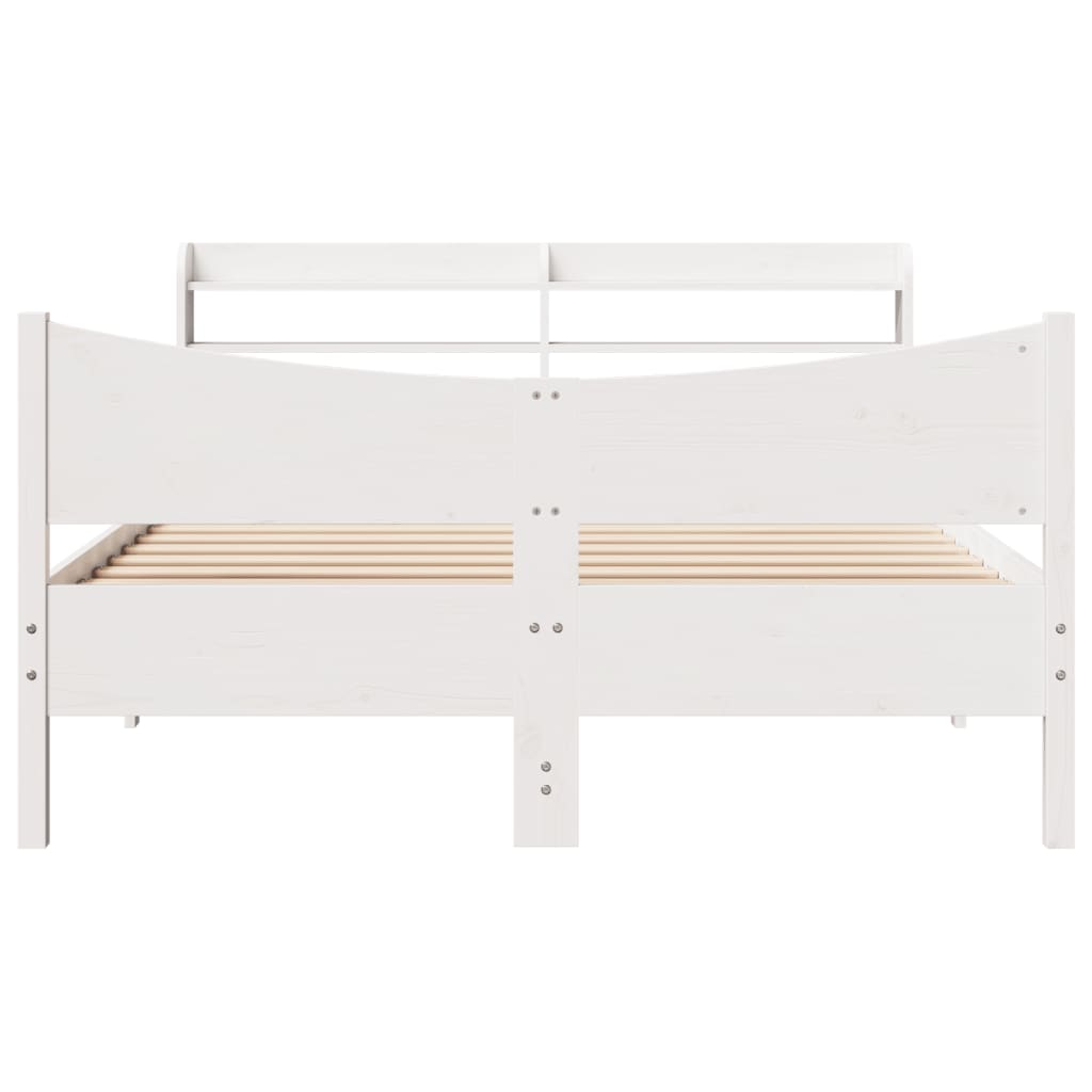 Cadre de lit avec tête de lit blanc 160x200 cm bois pin massif - XIOS