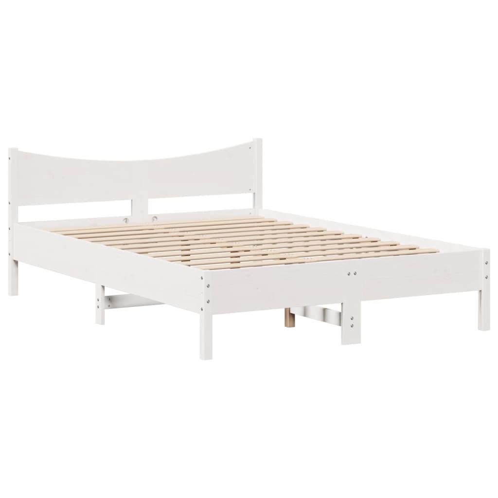 Cadre de lit avec tête de lit blanc 160x200 cm bois pin massif - XIOS