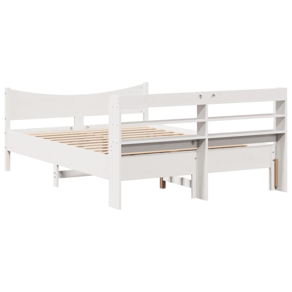 Cadre de lit avec tête de lit blanc 160x200 cm bois pin massif - XIOS