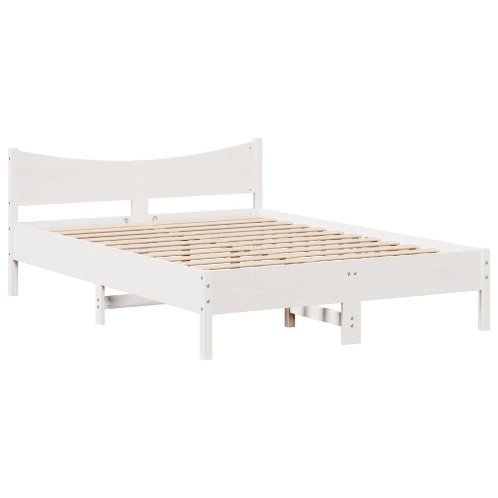 Cadre de lit avec tête de lit blanc 150x200 cm bois pin massif - XIOS