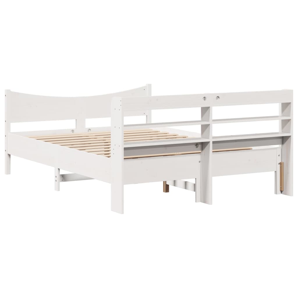 Cadre de lit et tête de lit blanc 140x190 cm bois de pin massif - XIOS
