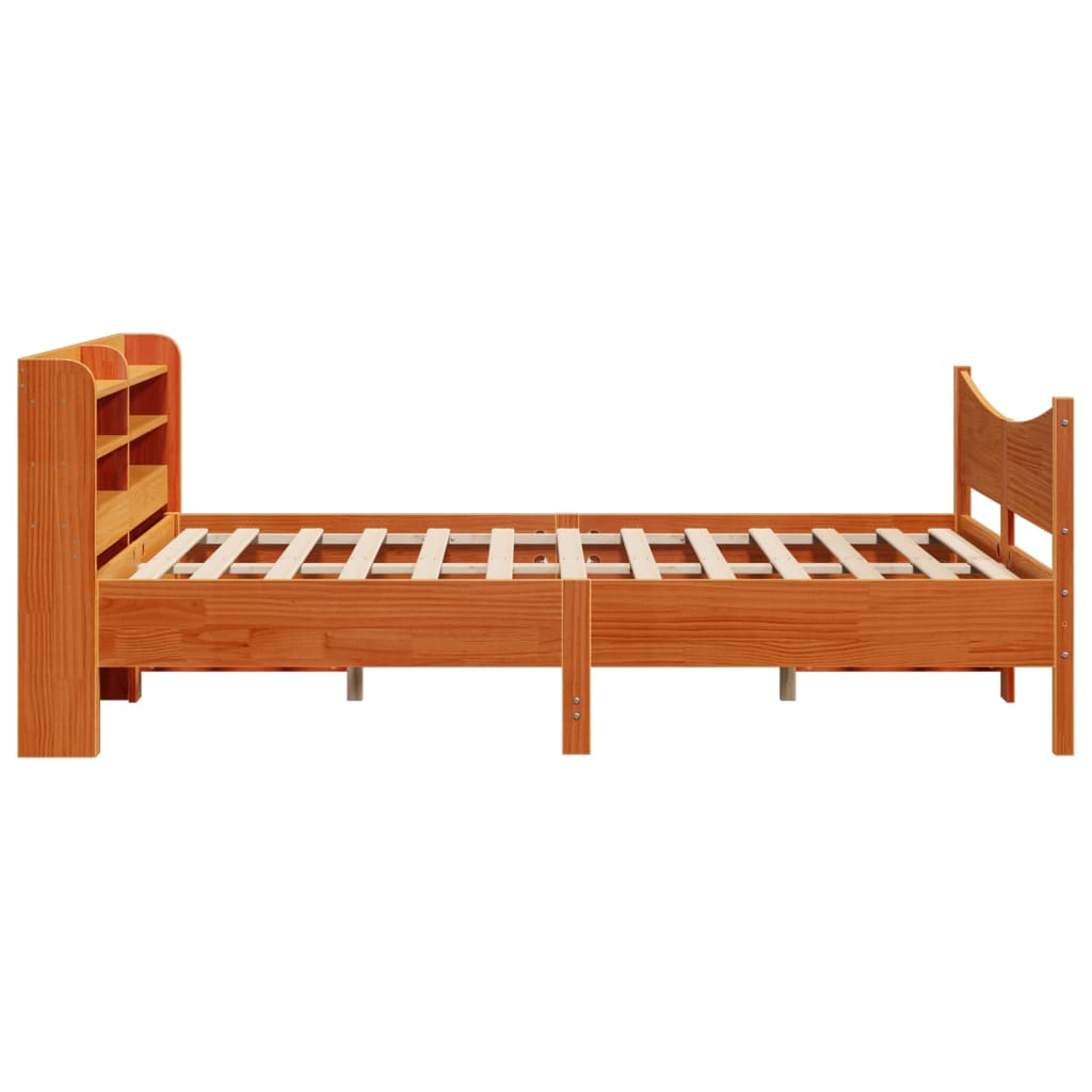 Cadre de lit avec tête de lit cire marron 140x190cm bois de pin - XIOS