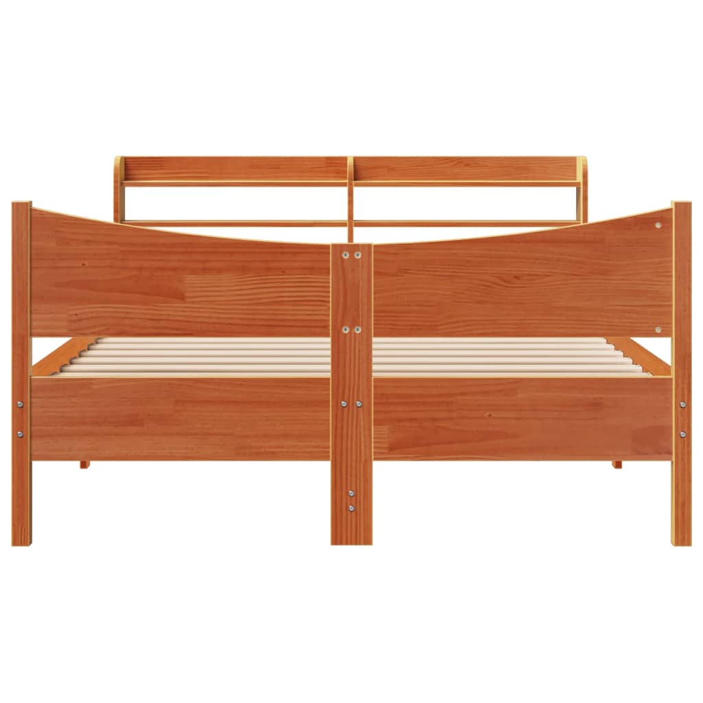 Cadre de lit avec tête de lit cire marron 120x190cm bois de pin - XIOS