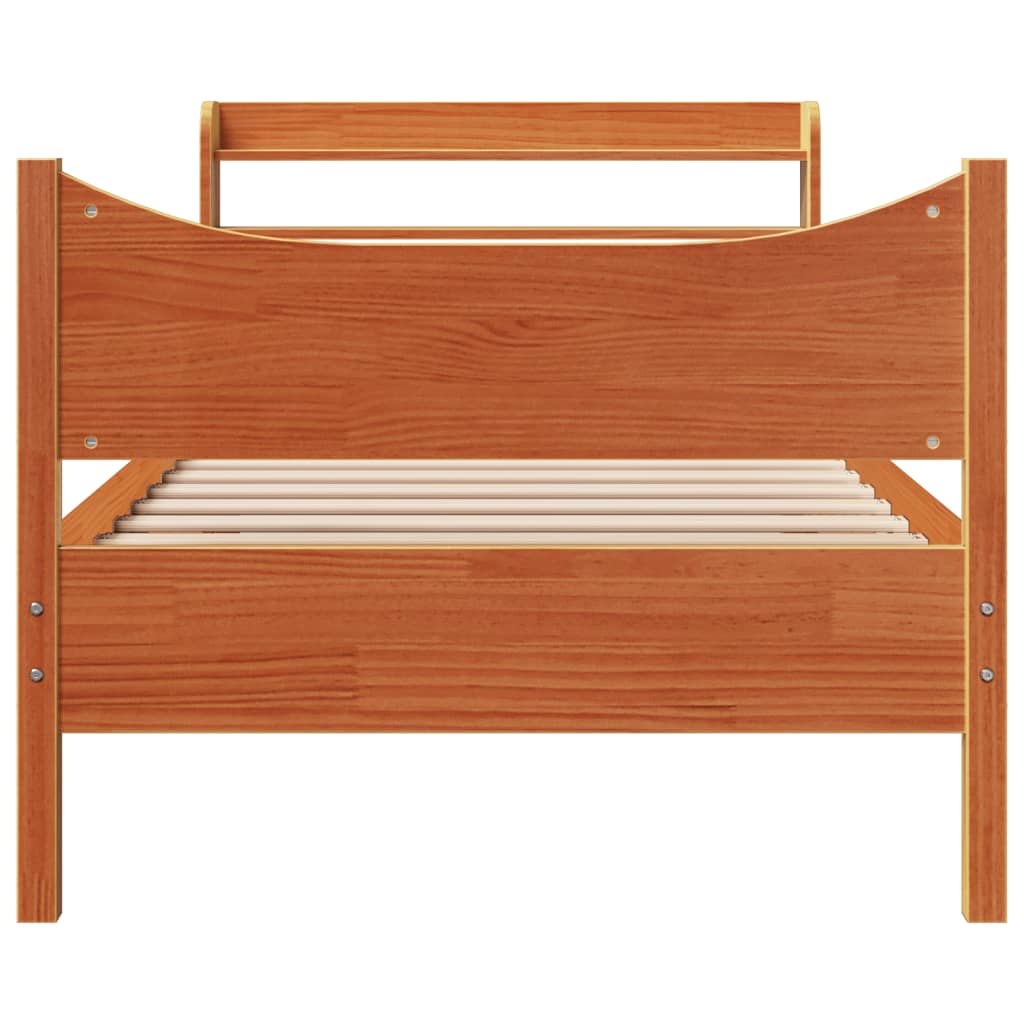 Cadre de lit avec tête de lit cire marron 75x190 cm bois de pin - XIOS