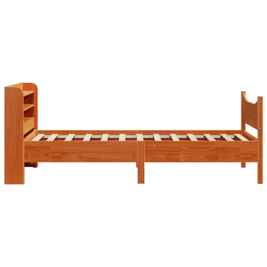 Cadre de lit avec tête de lit cire marron 75x190 cm bois de pin - XIOS