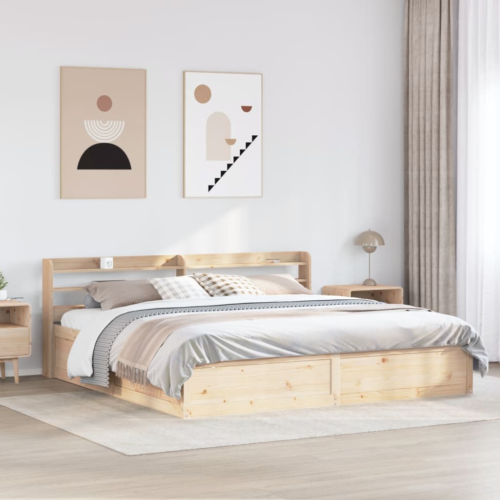Cadre de lit avec tête de lit 200x200 cm Bois de pin massif - XIOS