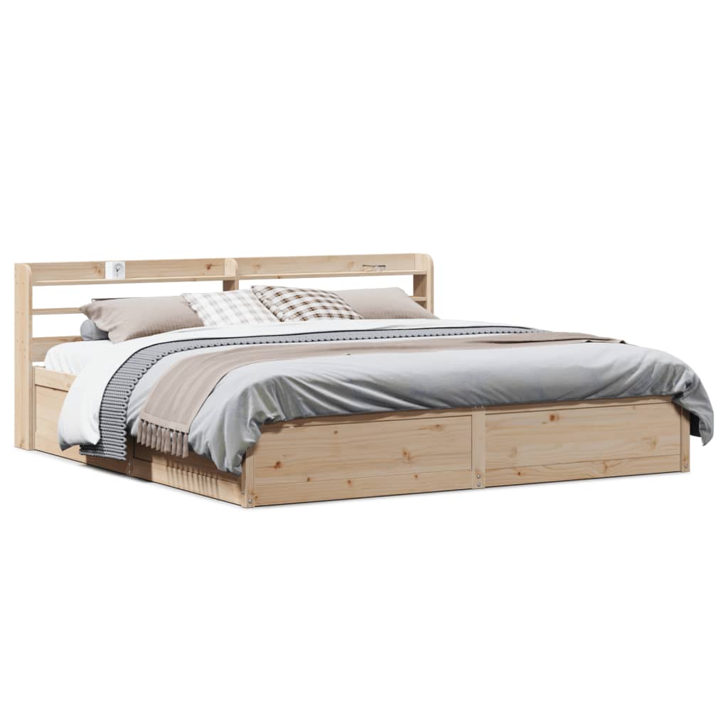 Cadre de lit avec tête de lit 200x200 cm Bois de pin massif - XIOS