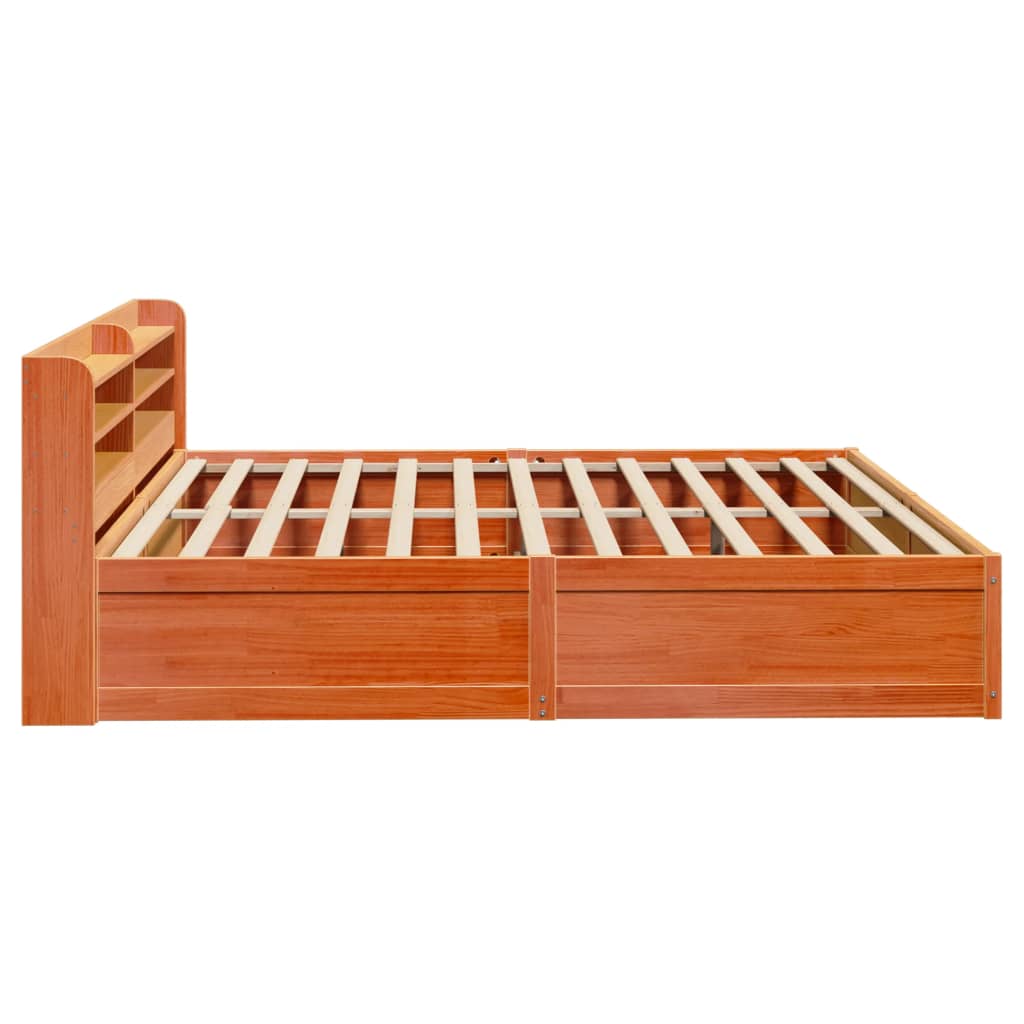 Cadre de lit et tête de lit cire marron 200x200 cm bois de pin - XIOS