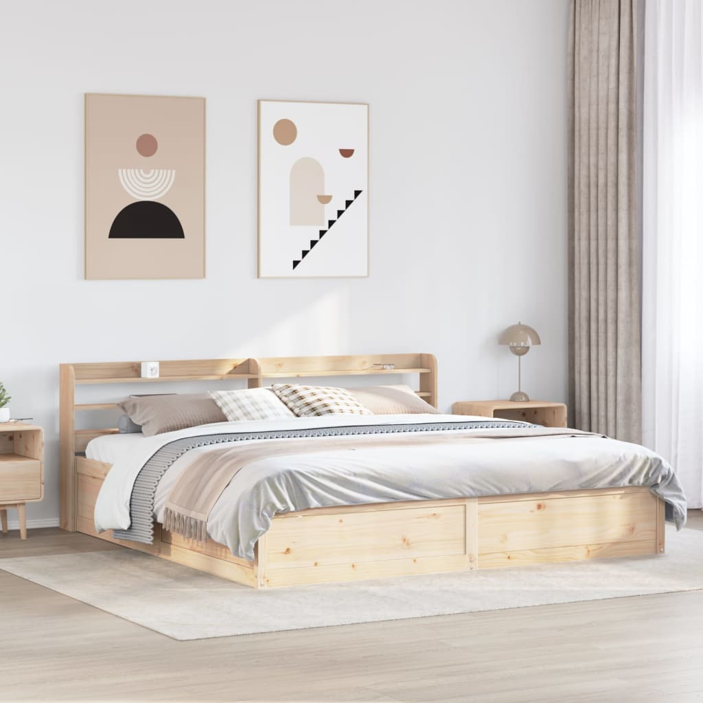 Cadre de lit avec tête de lit 180x200 cm bois de pin massif - XIOS