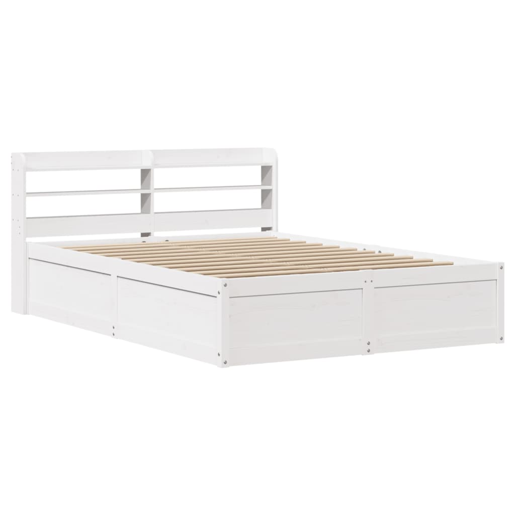 Cadre de lit avec tête de lit blanc 160x200 cm bois pin massif - XIOS