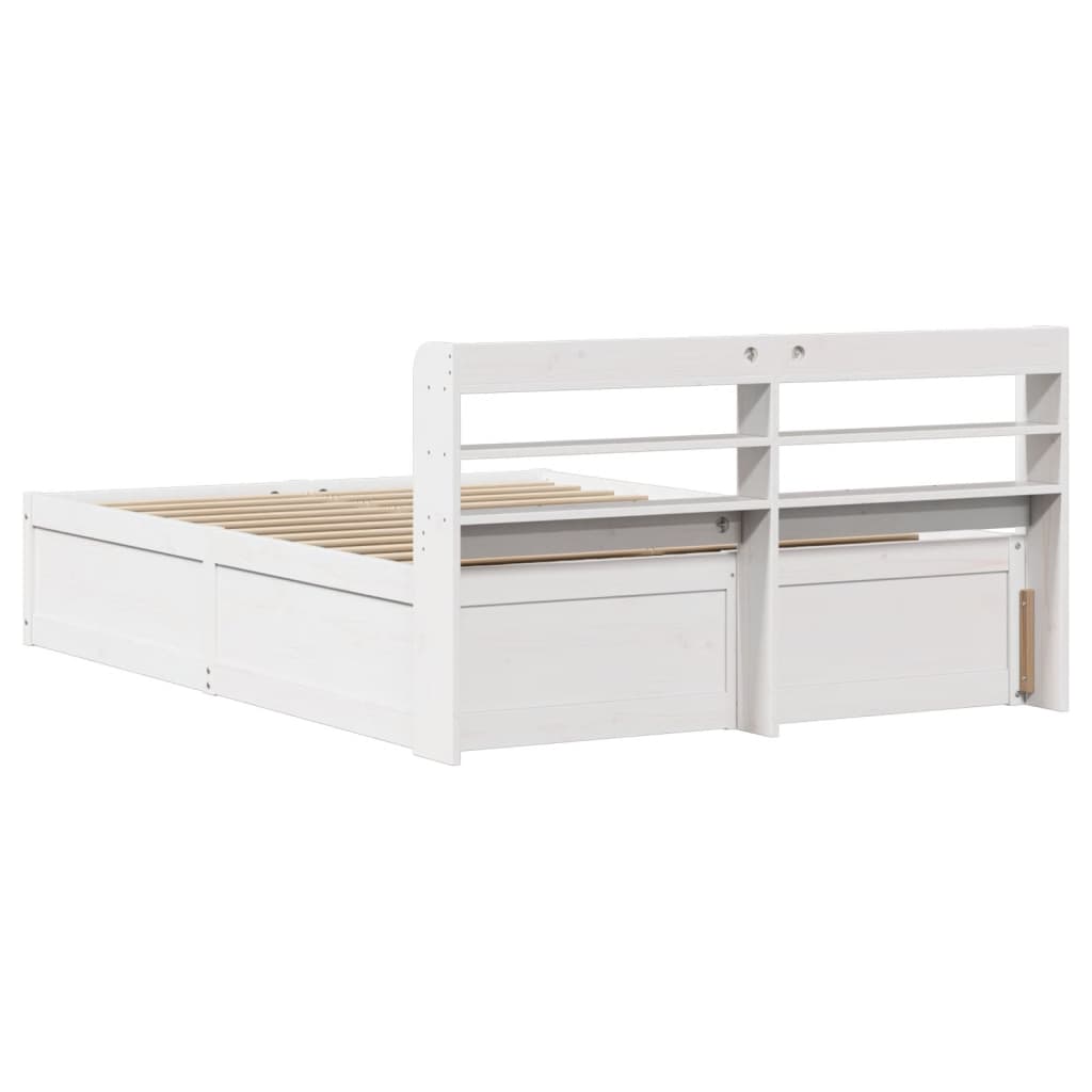 Cadre de lit avec tête de lit blanc 160x200 cm bois pin massif - XIOS