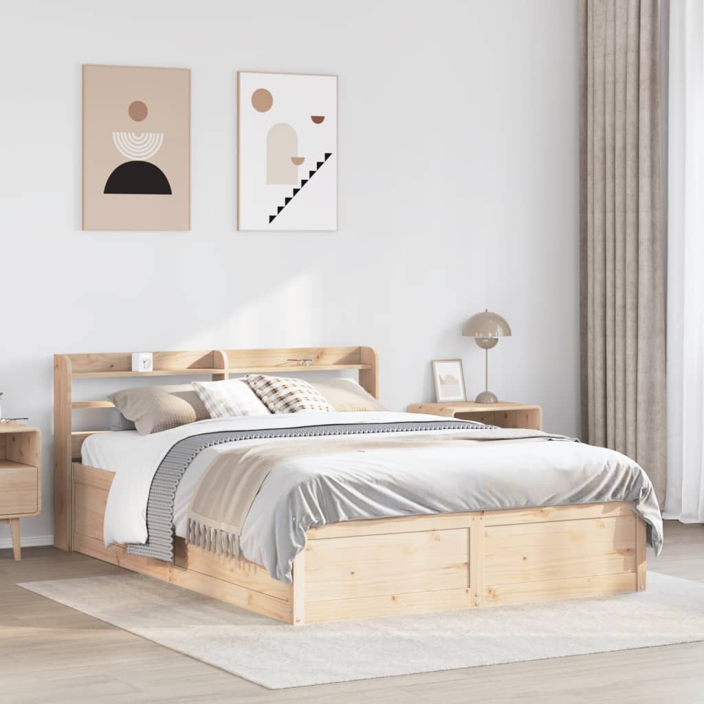 Cadre de lit avec tête de lit 140x200 cm bois de pin massif - XIOS