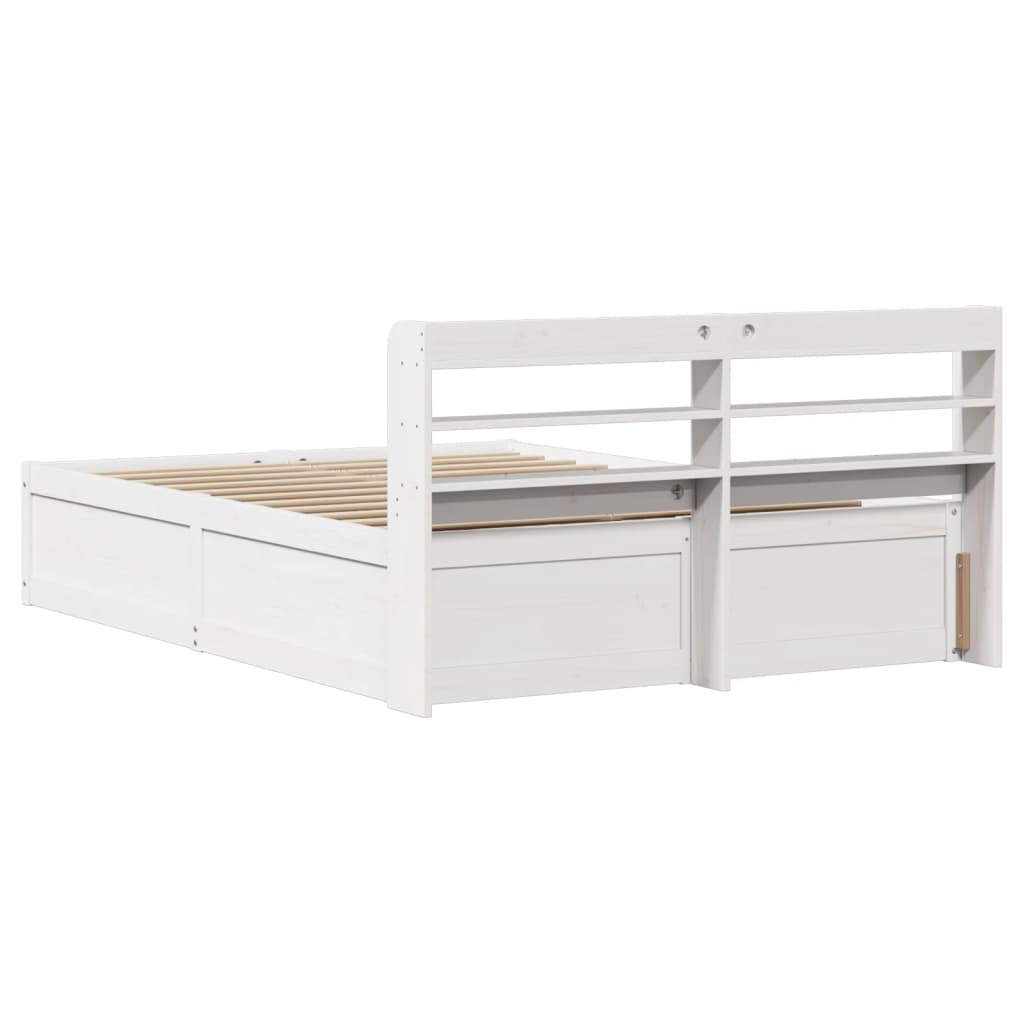 Cadre de lit avec tête de lit blanc 120x200 cm bois pin massif - XIOS
