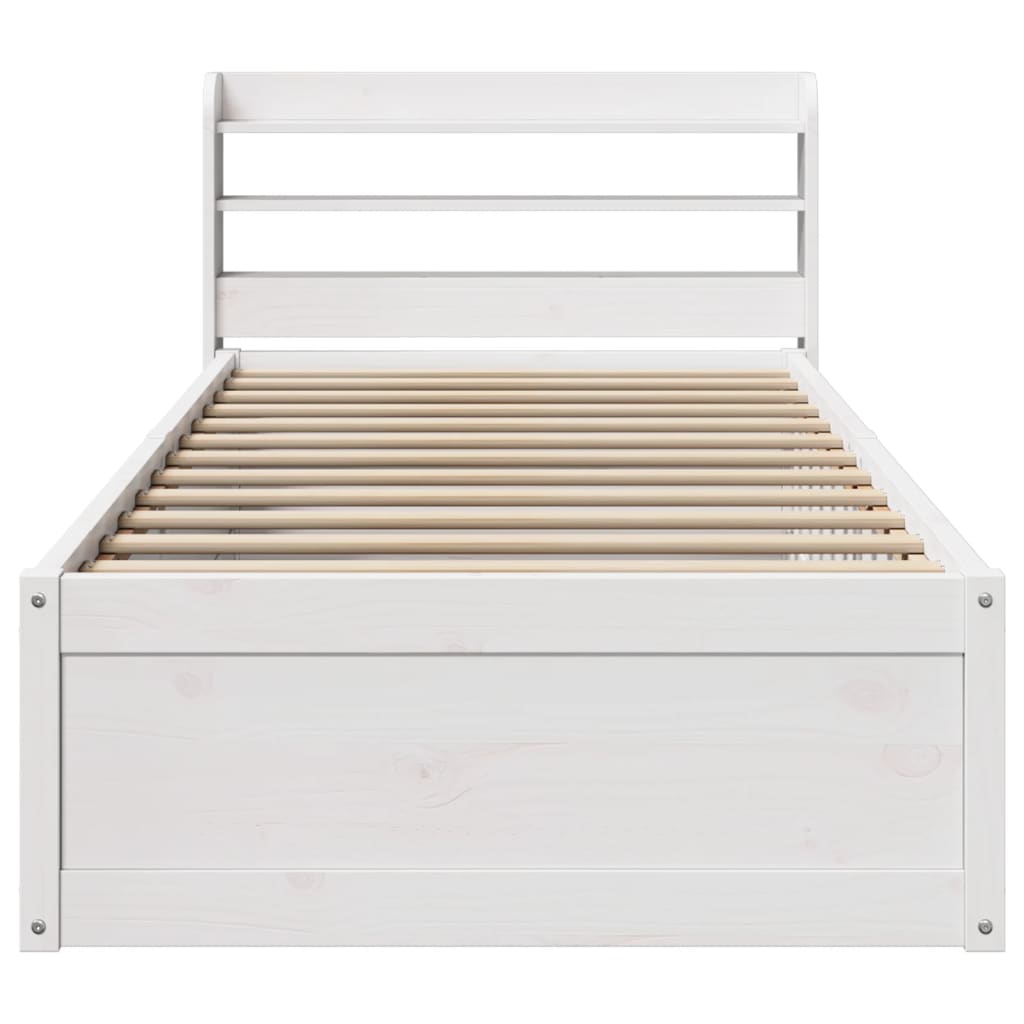 Cadre de lit avec tête de lit blanc 90x200cm bois de pin massif - XIOS