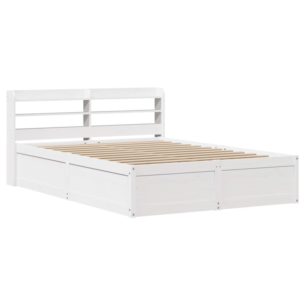 Cadre de lit et tête de lit blanc 140x190 cm bois de pin massif - XIOS
