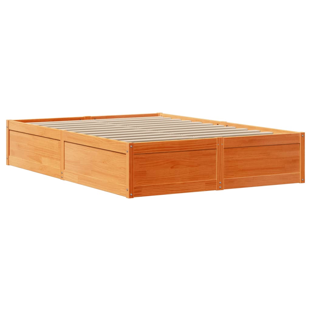 Cadre de lit avec tête de lit cire marron 140x190cm bois de pin - XIOS