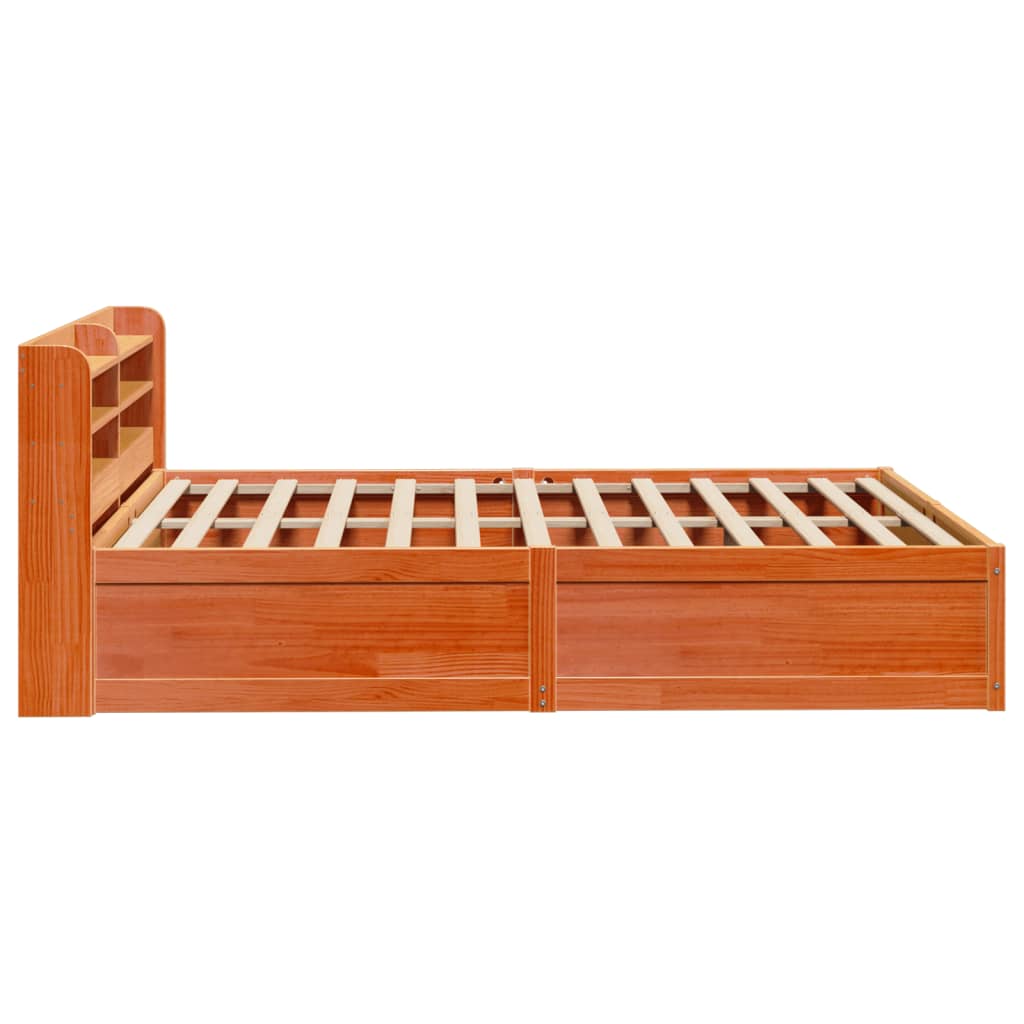 Cadre de lit avec tête de lit cire marron 140x190cm bois de pin - XIOS