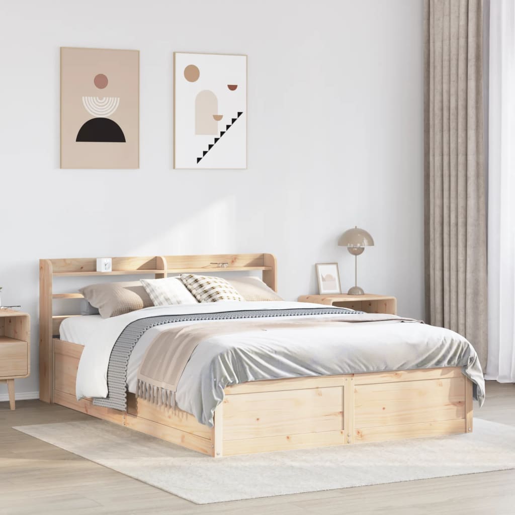 Cadre de lit avec tête de lit 135x190 cm bois de pin massif - XIOS