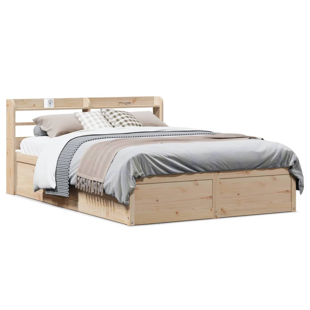 Cadre de lit avec tête de lit 135x190 cm bois de pin massif - XIOS