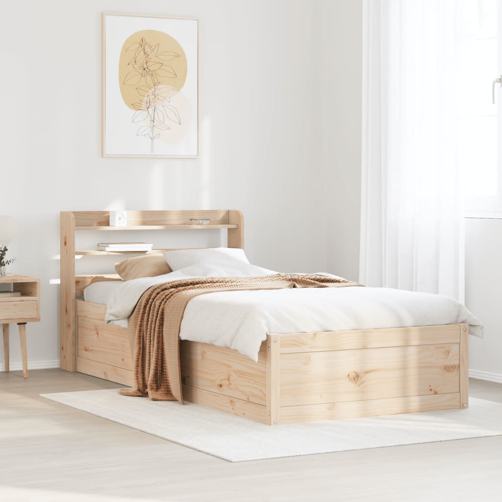 Cadre de lit avec tête de lit 75x190 cm bois de pin massif - XIOS